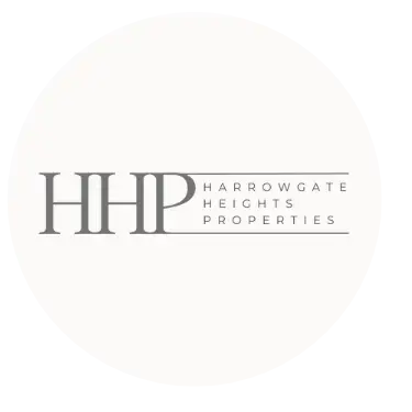 Harrowgate Heights Properties logo with HHP in gray with a white circle background